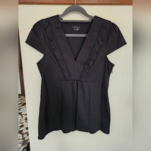 Theory Black V-neck Blouse